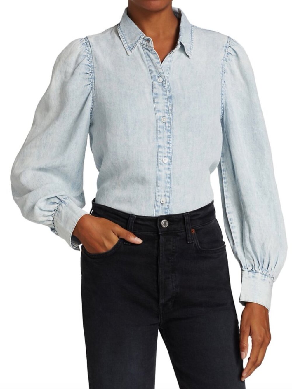 New Rails Angelica Denim Shirt in Light Acid Wash, size Medium